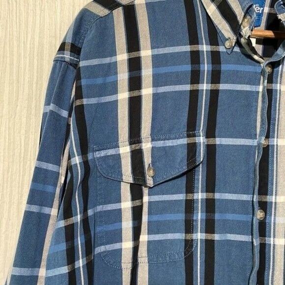 Wrangler Mens Plaid Flannel Shirt Long Sleeve Western Button Down SIze XL - Picture 4 of 9